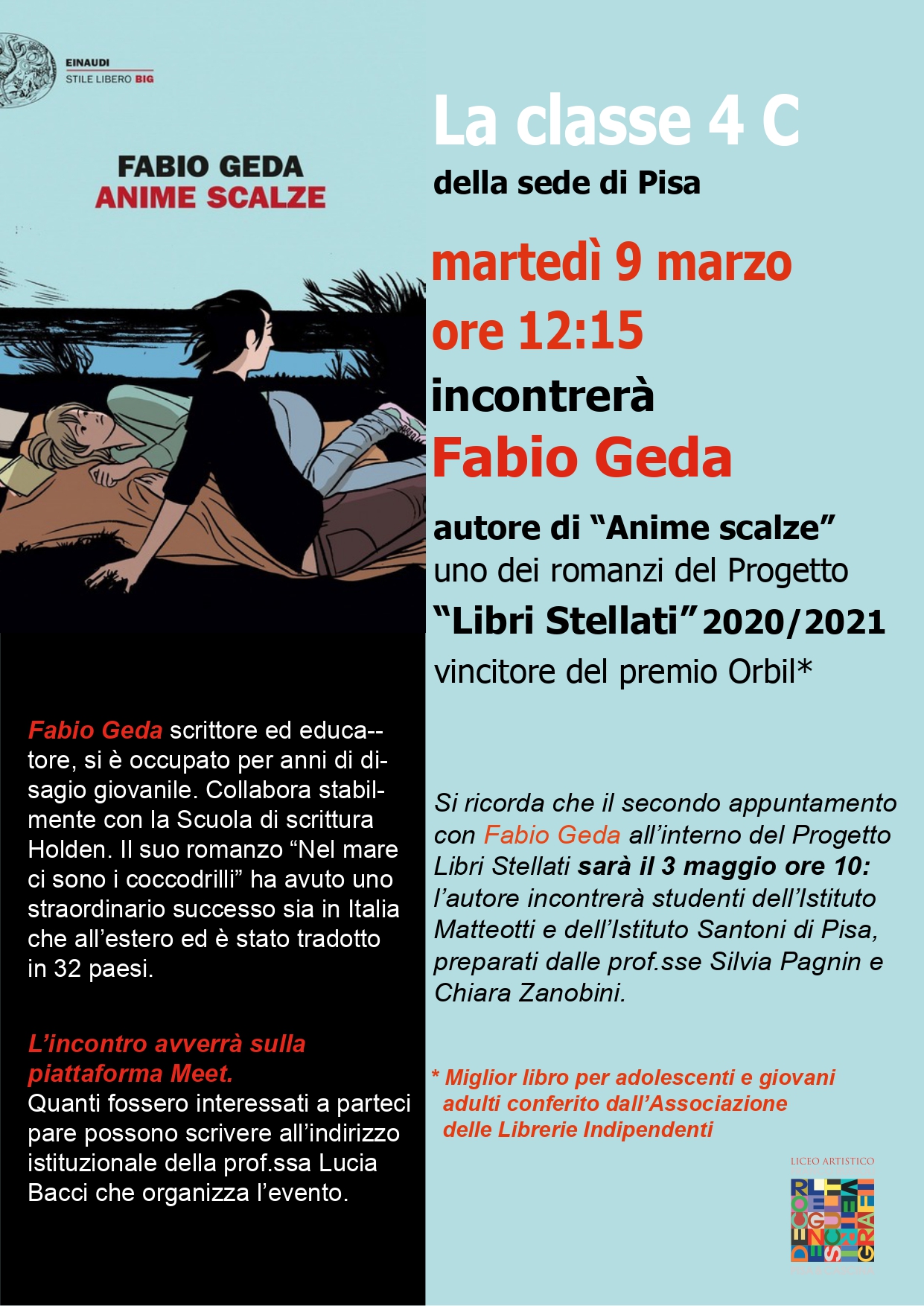 9 marzo – Libri Stellati – Incontro con Fabio Geda, autore di “Anime Scalze”